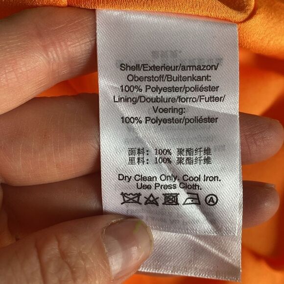 DKNY Orange Stretch Midi Accordion Pleat Skirt Size Medium - Picture 7 of 9